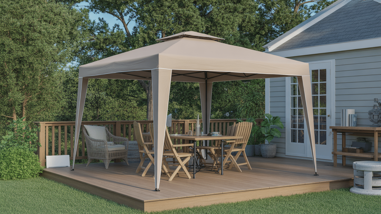 Pop-Up Gazebo Tent Over Deck