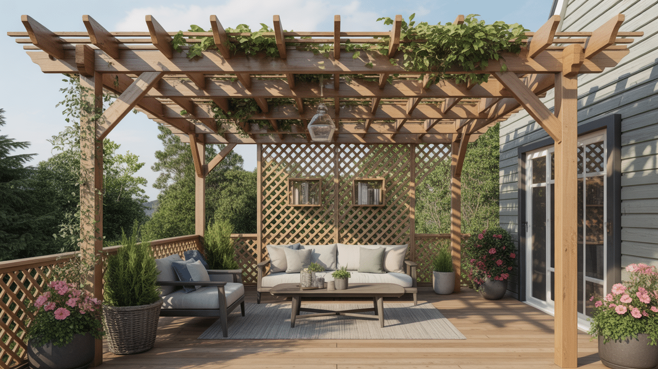 Lattice Roof with Climbing Plants