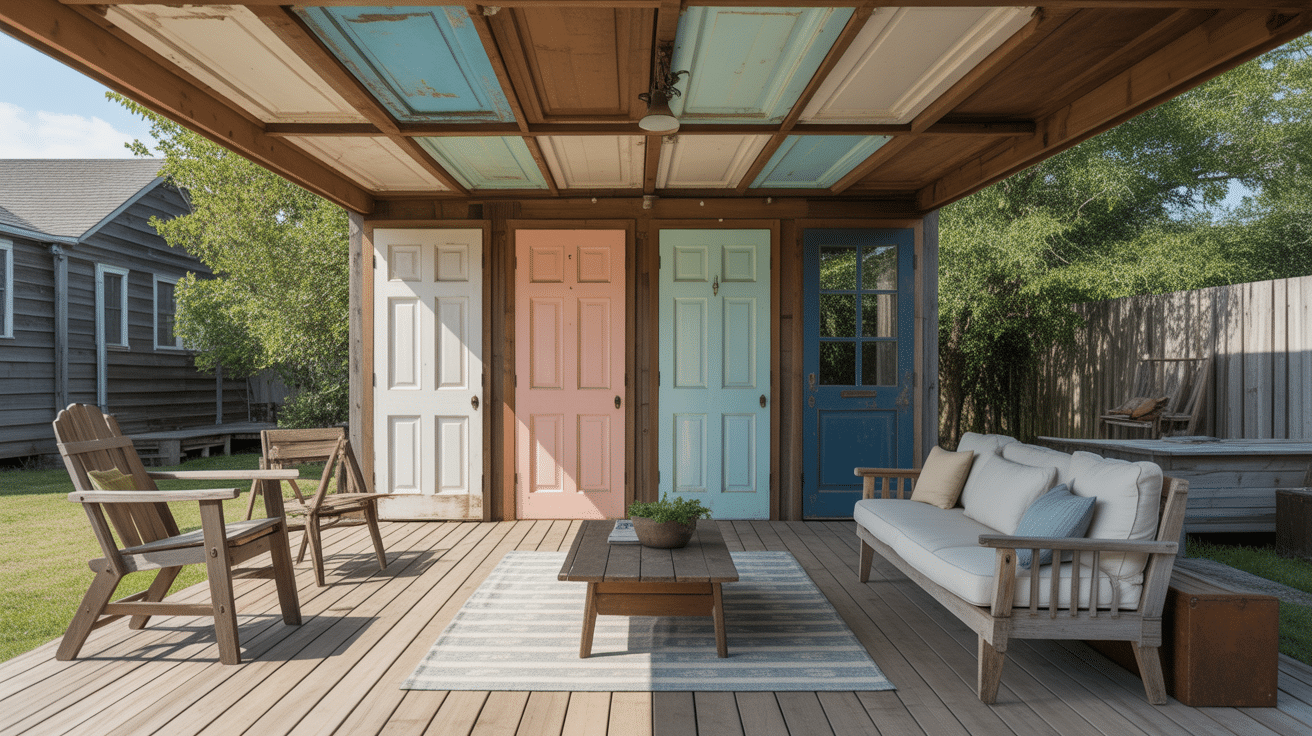 Reclaimed Doors as Overhead Panels