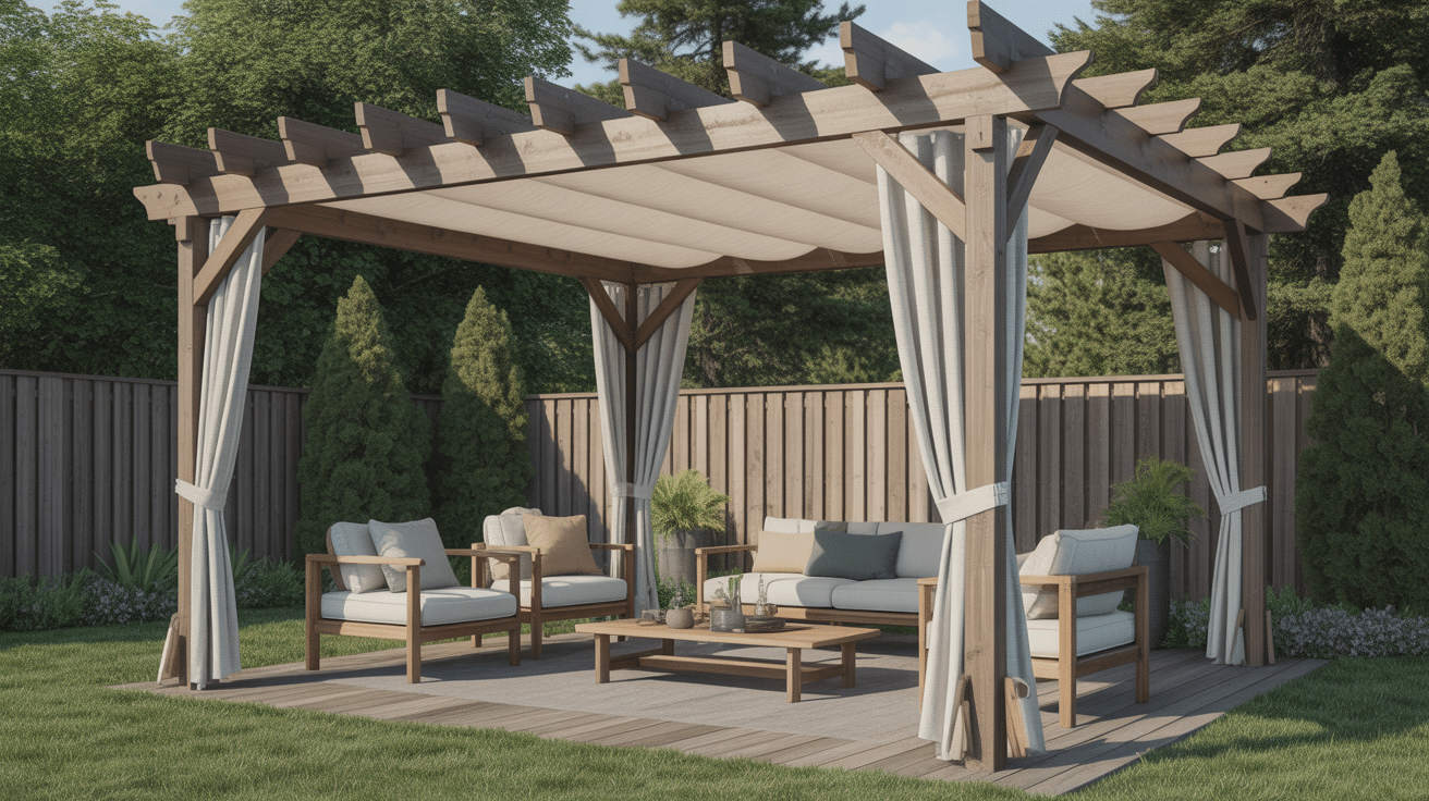 DIY Pergola Frame With Fabric Canopy