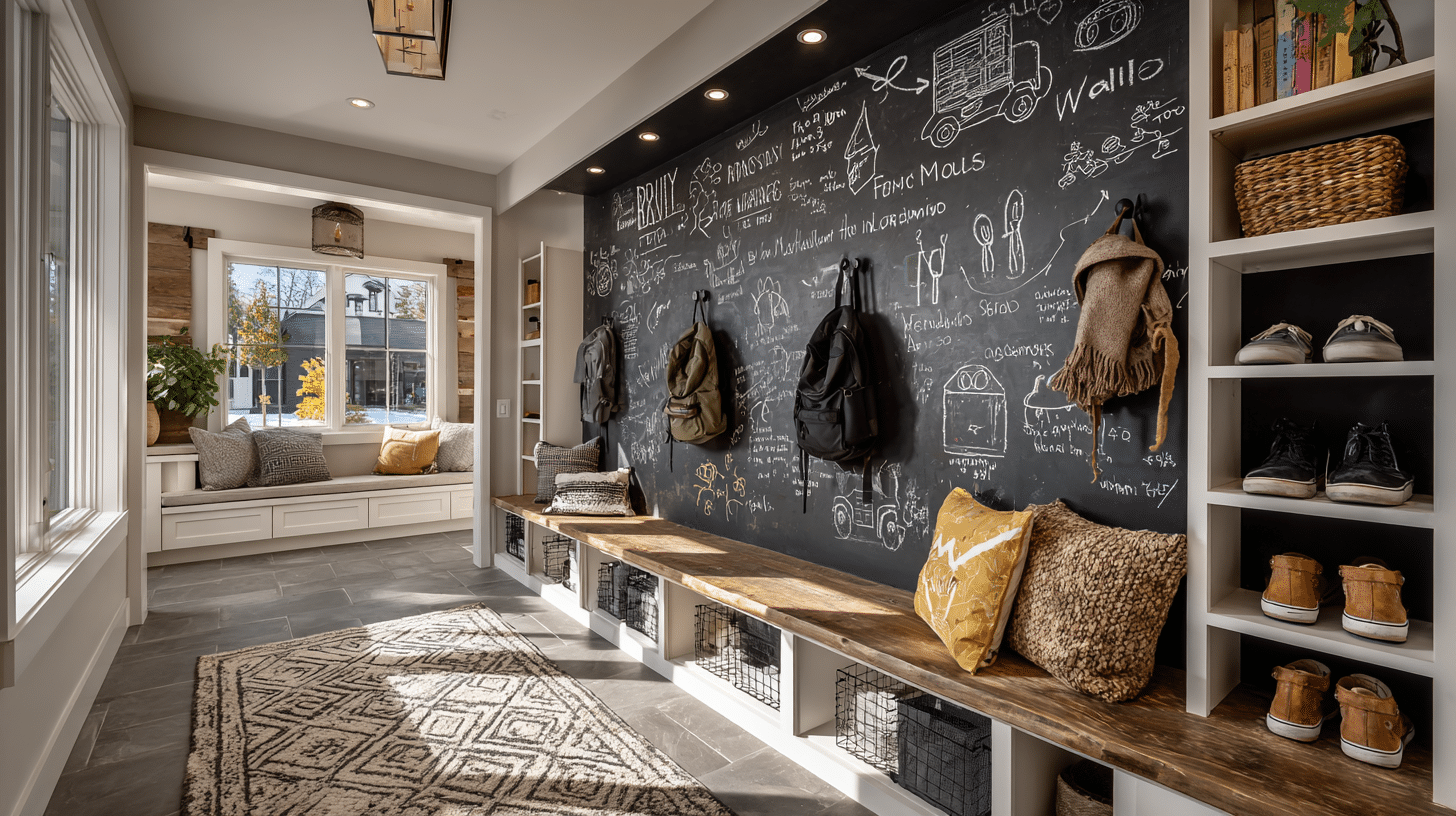 Mudroom with Chalkboard Wall