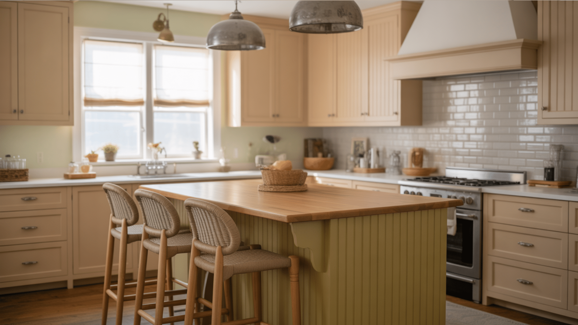 Beige with Olive green