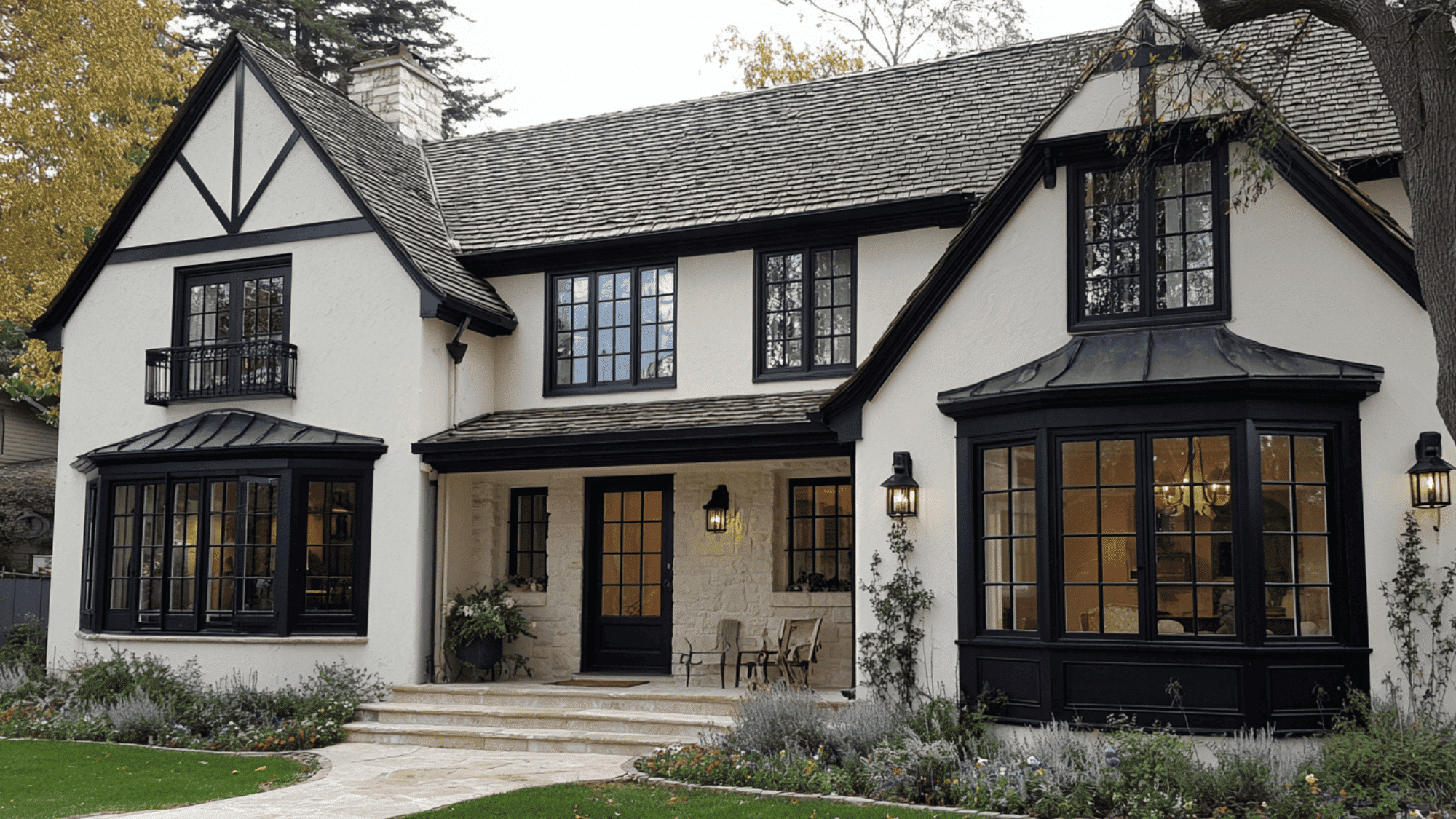 Black Framed Bay Window
