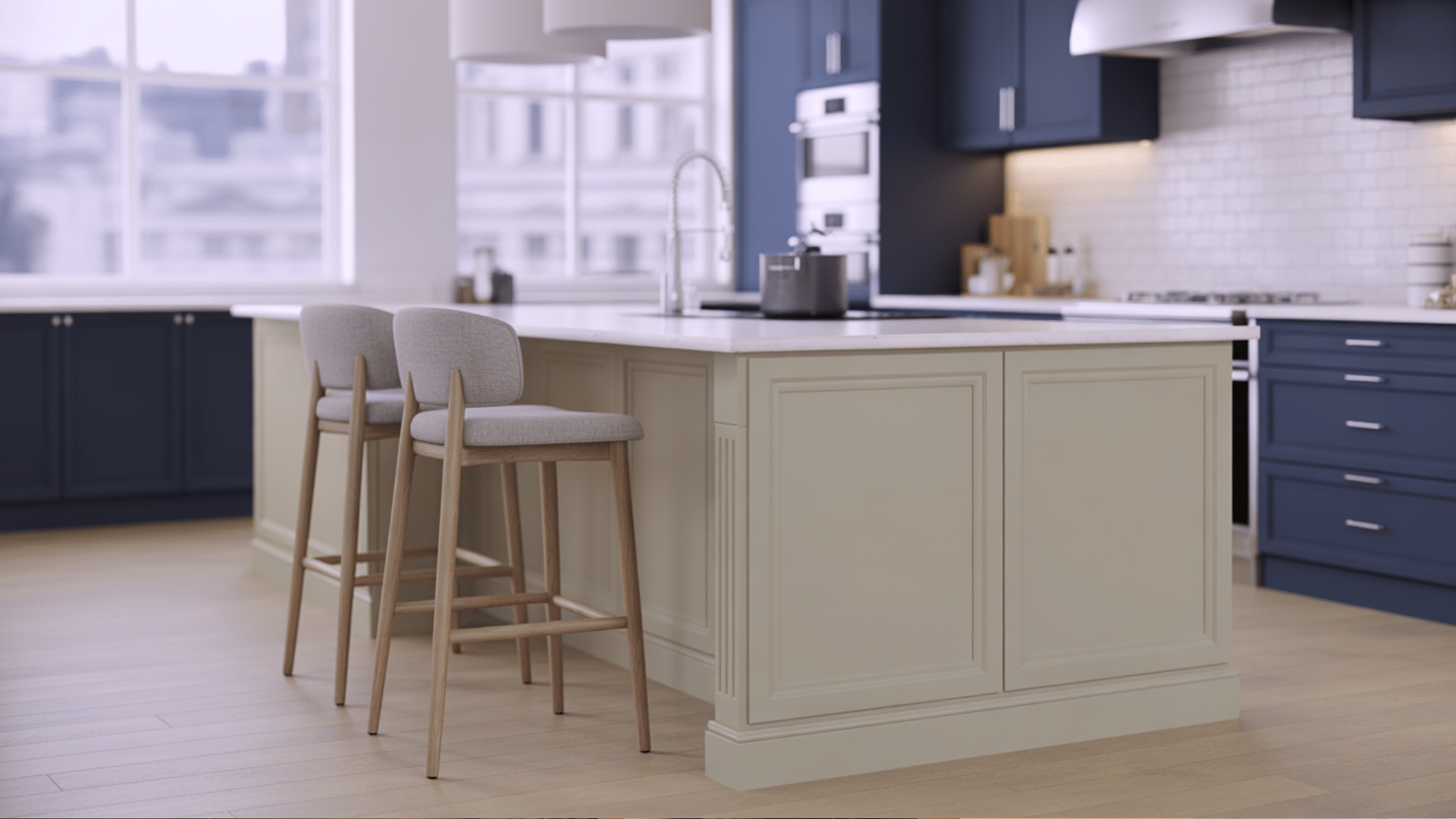 Blue with light gray