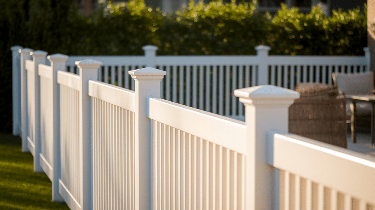 Clean white soild Vinyl fence