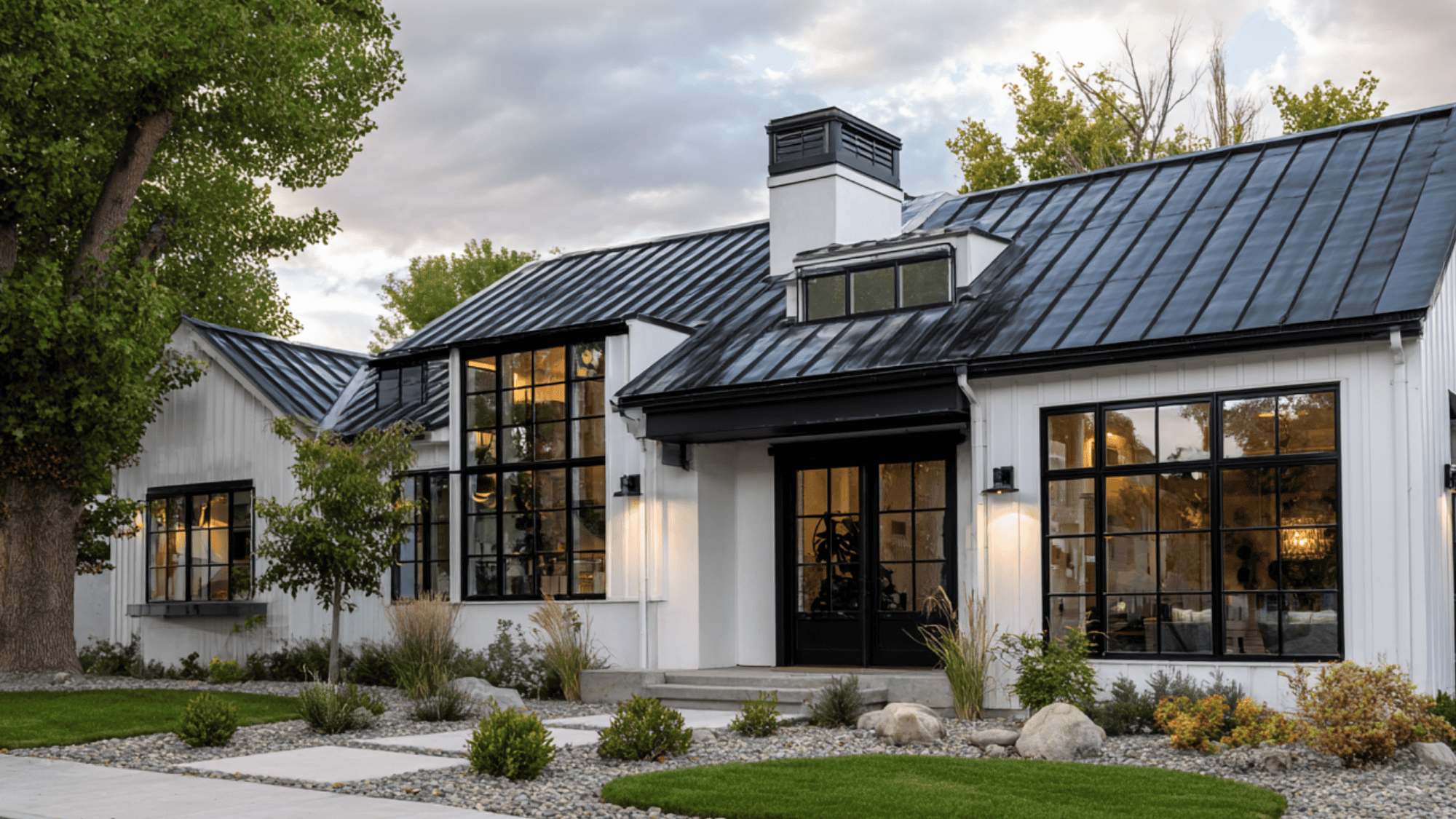 Corrugated Metal Roof Trimmed in Black
