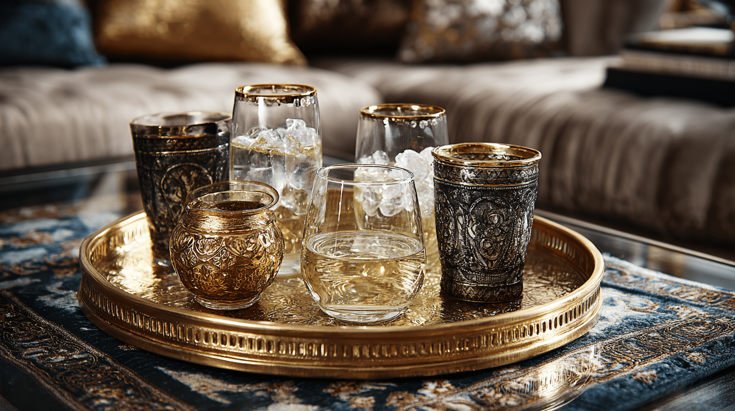 Decorative Tray with Glasses