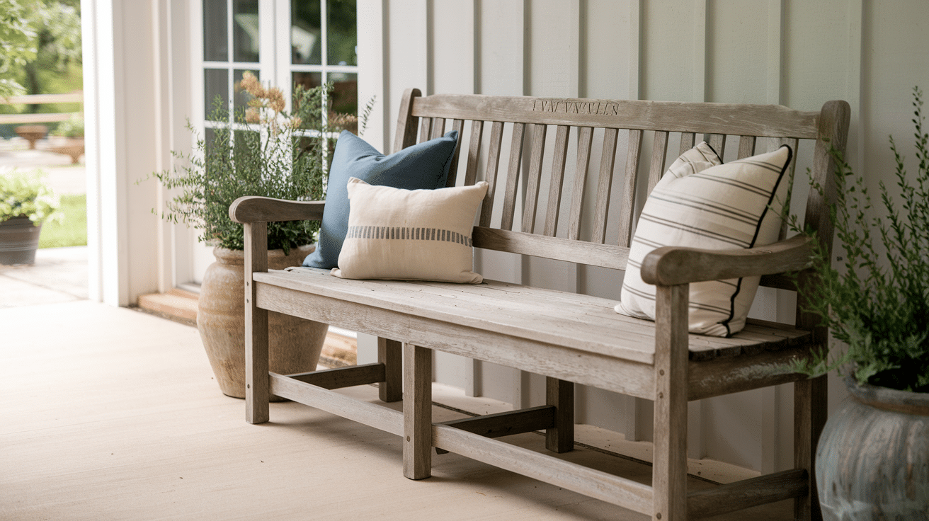 Distressed wooden bench