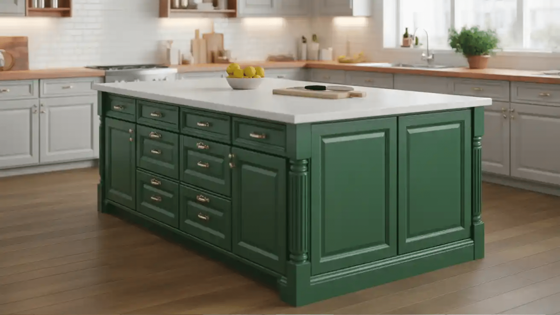 Gray with emerald green