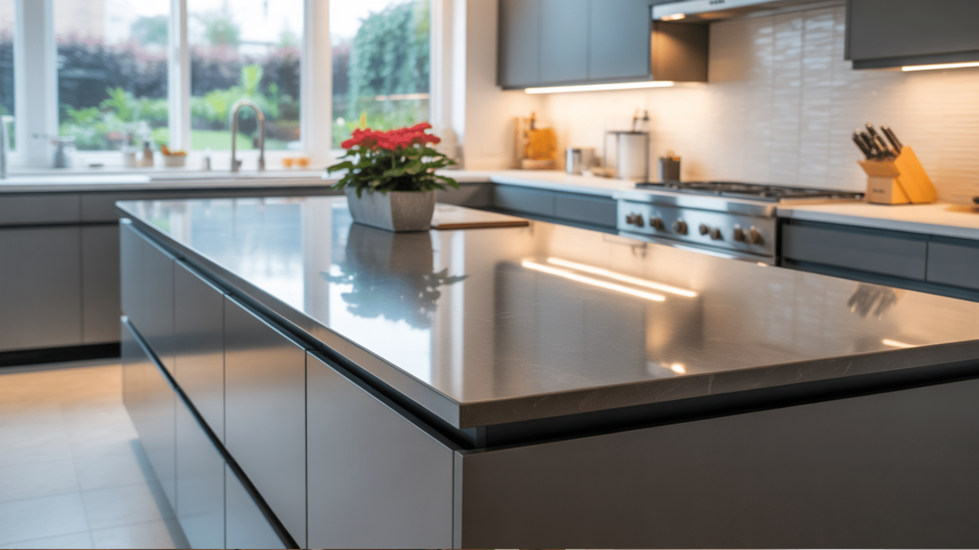 Gray with graphite island