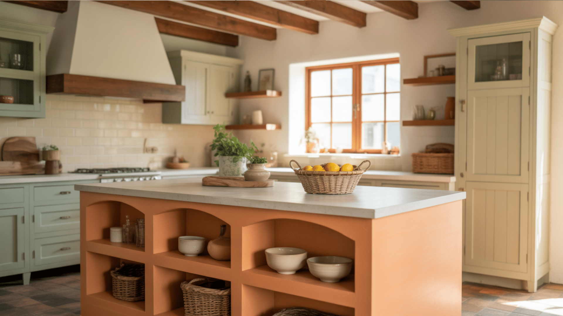 Green with terra cotta