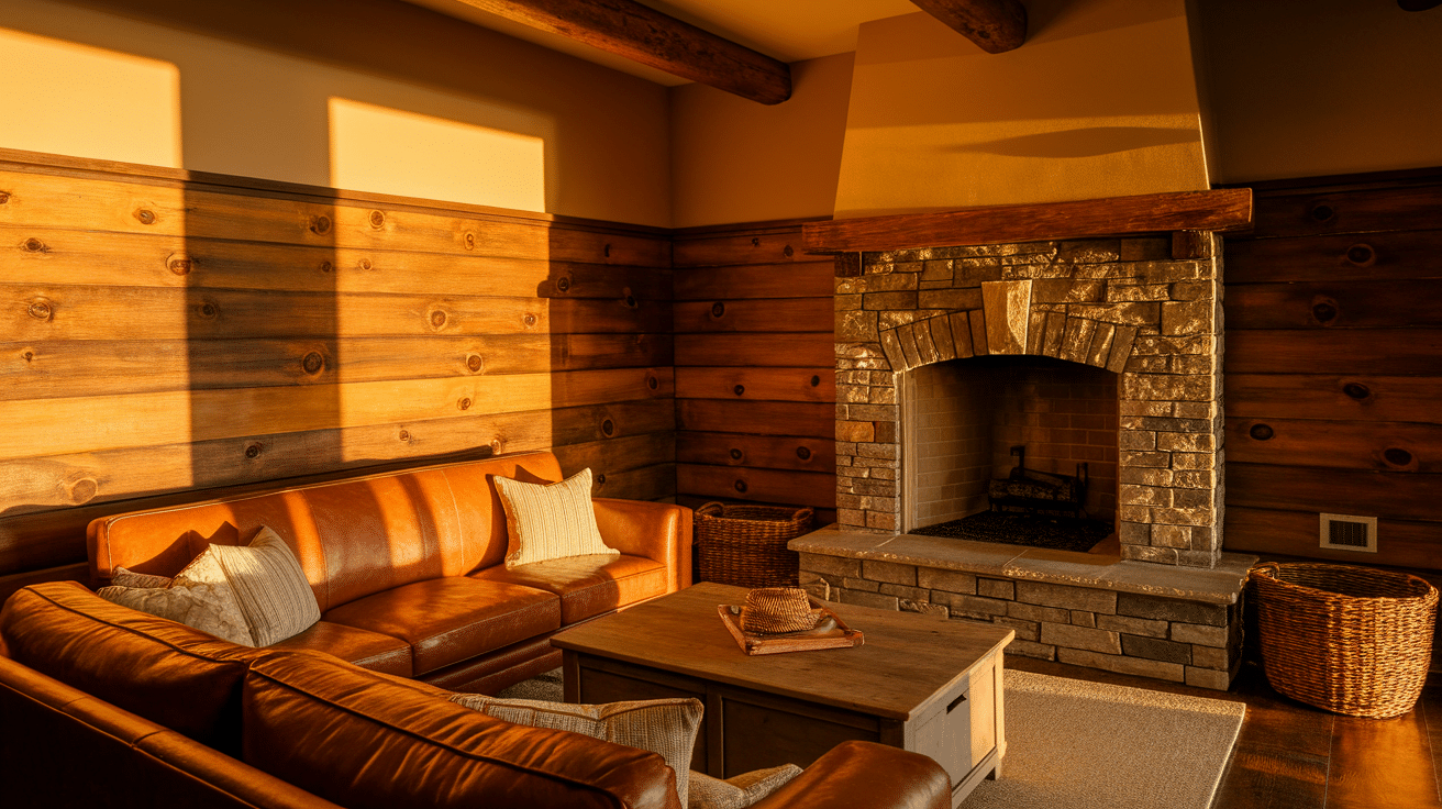 Stained wood paneling