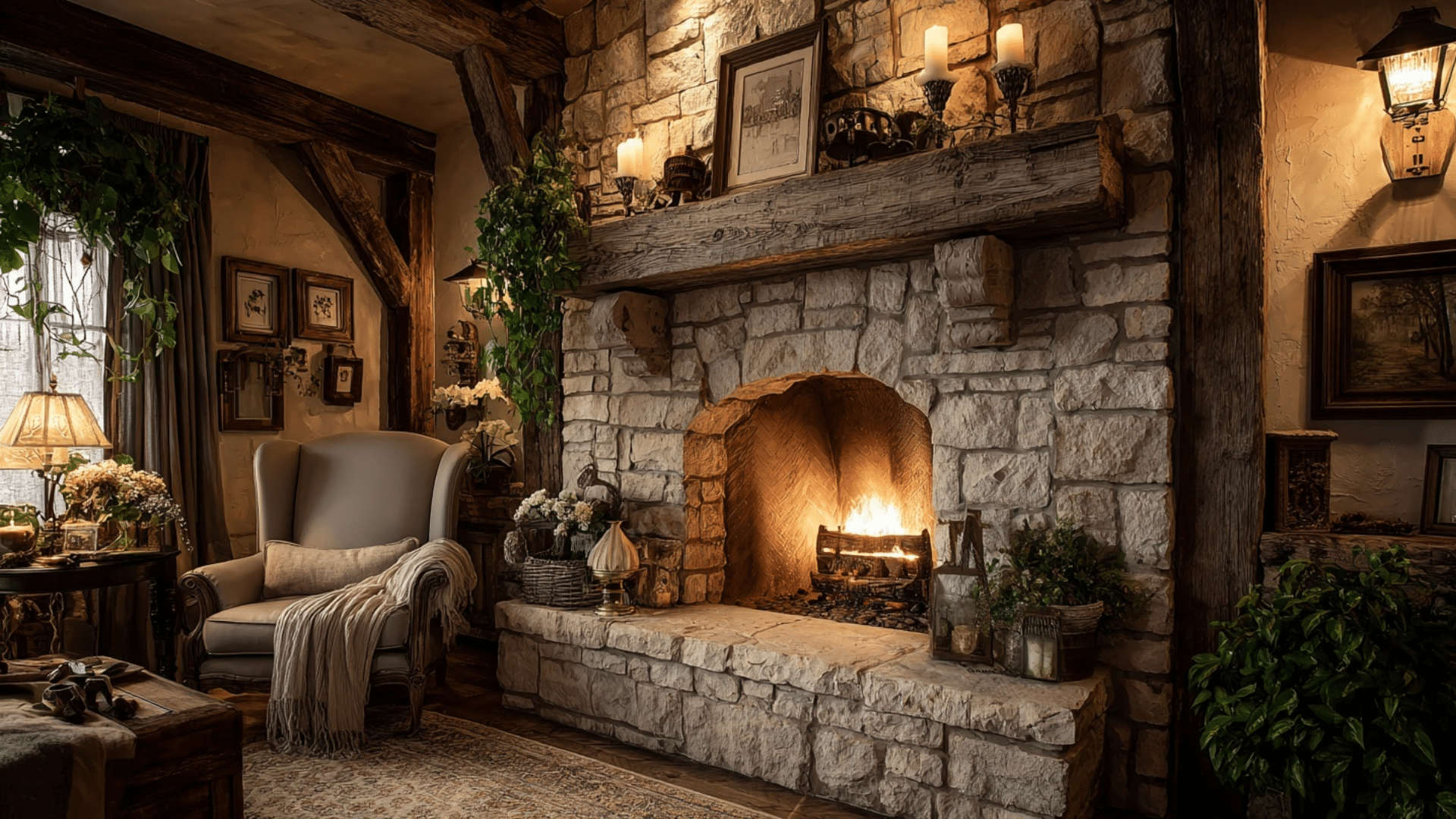 Stone Fireplace Focal Point