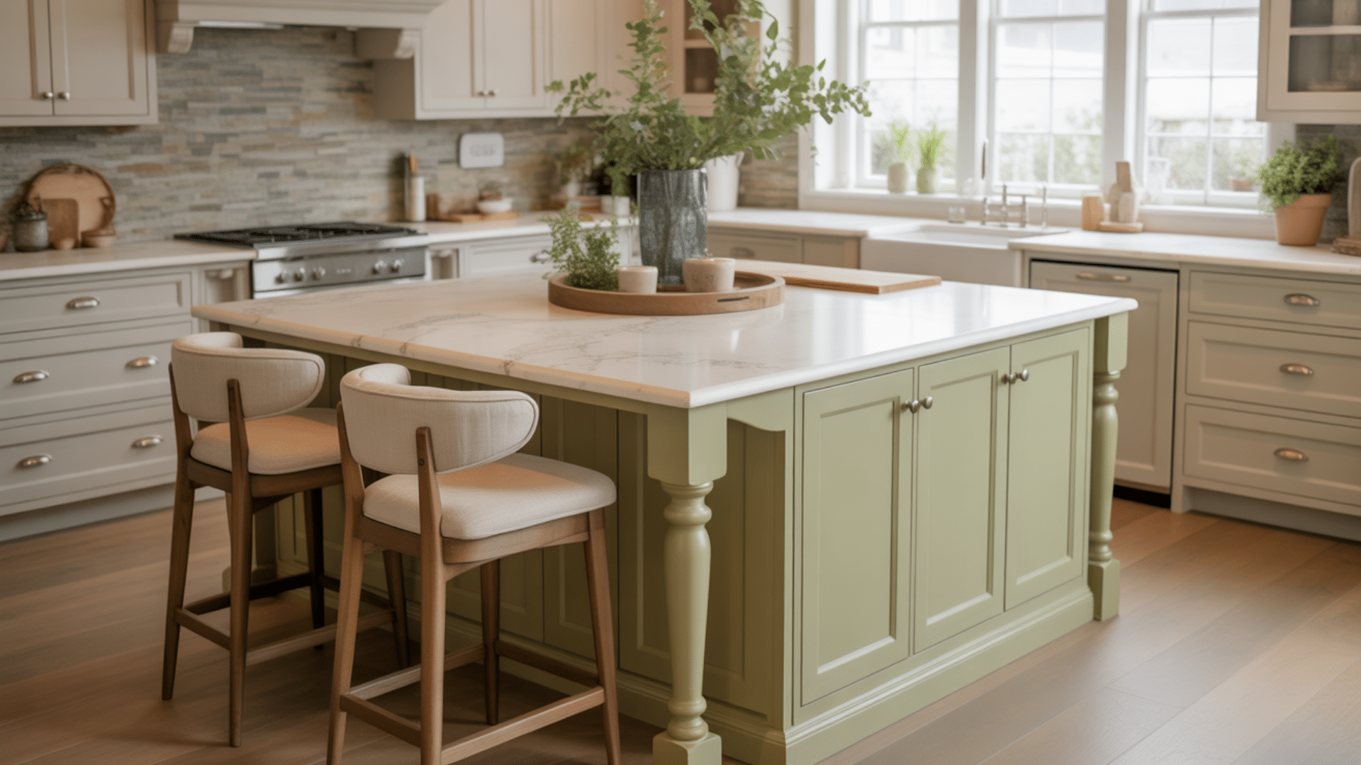 Taupe with moss green