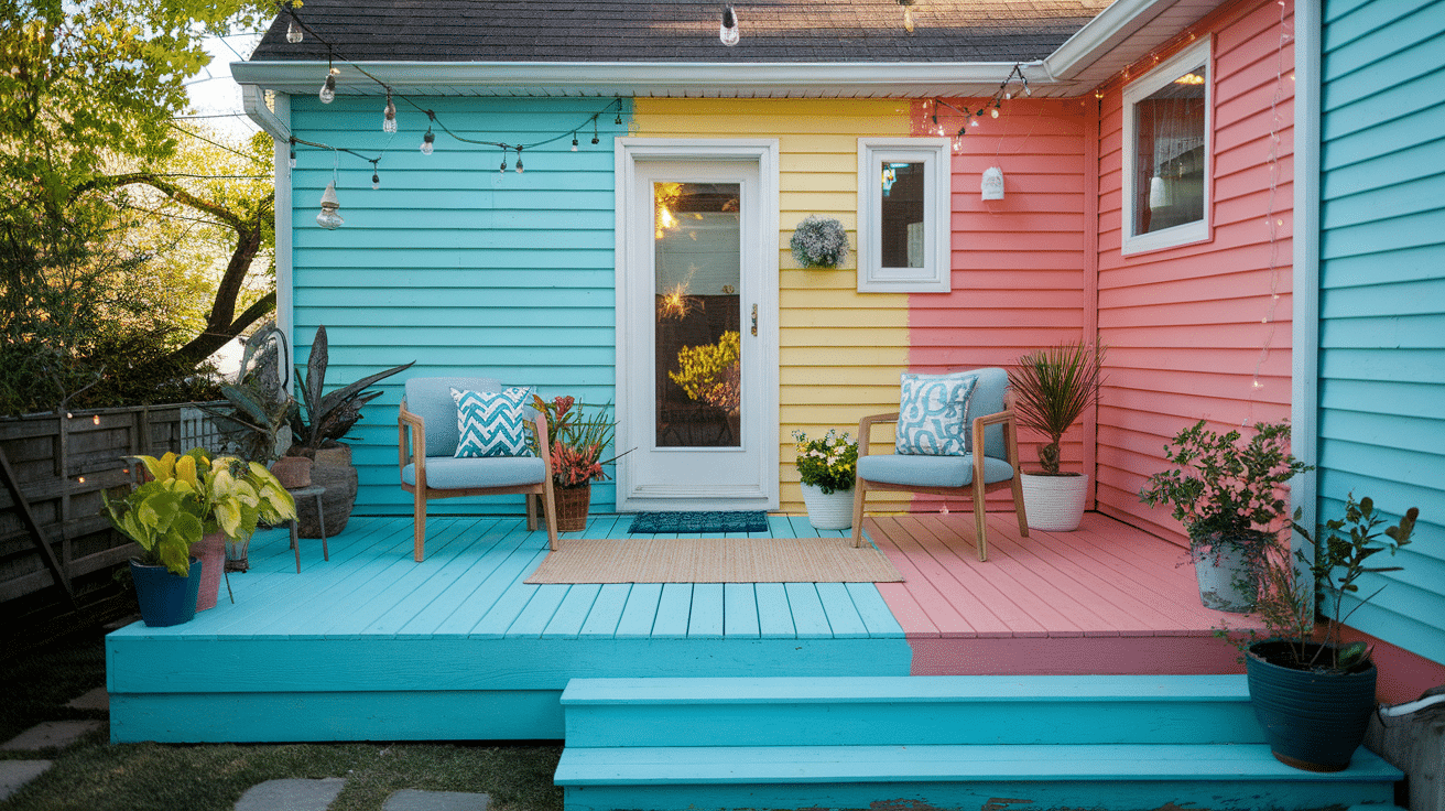 a photo of a small residential deck