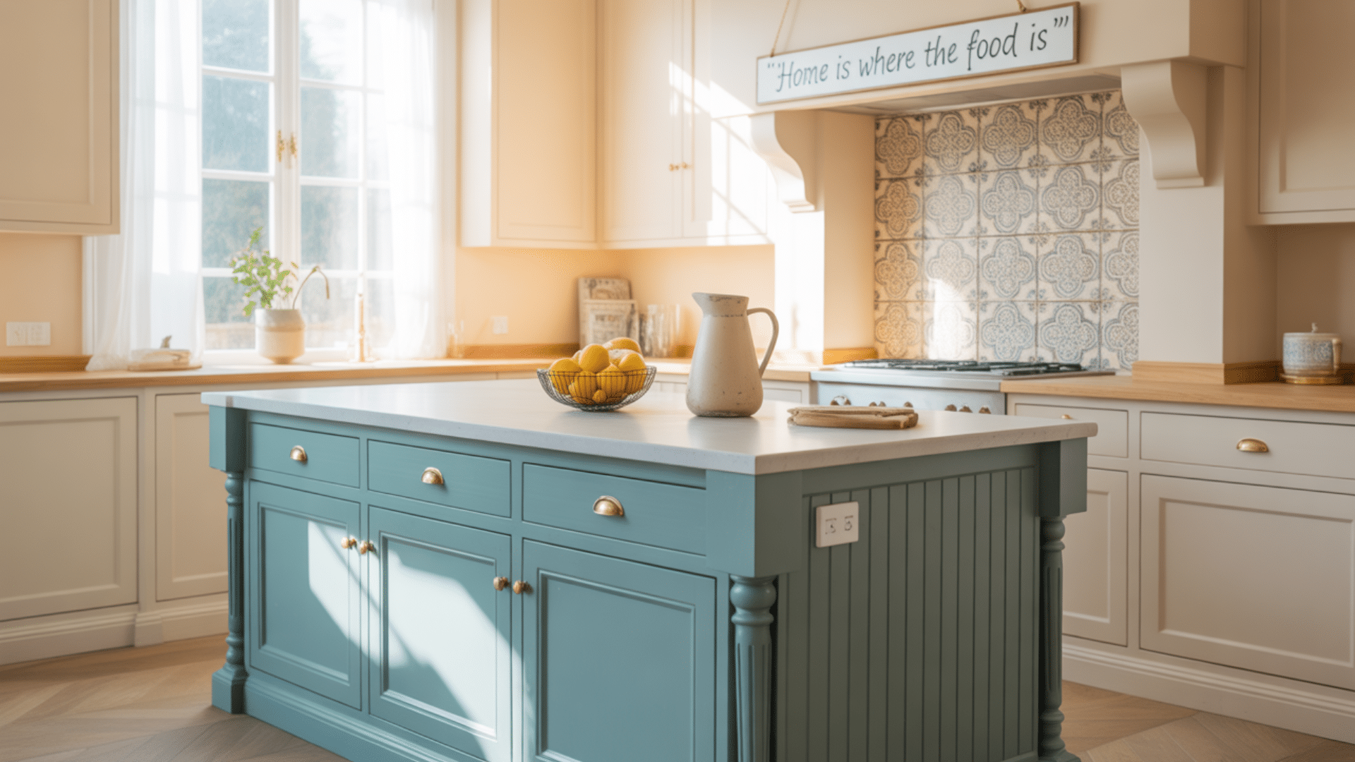 beige with soft bluegreen