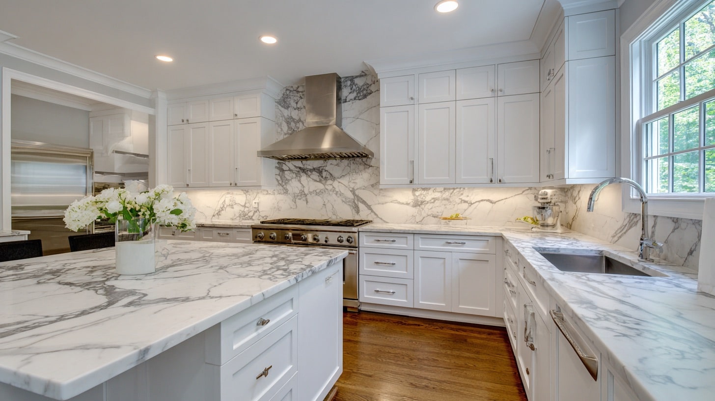 classic white marble kitchen