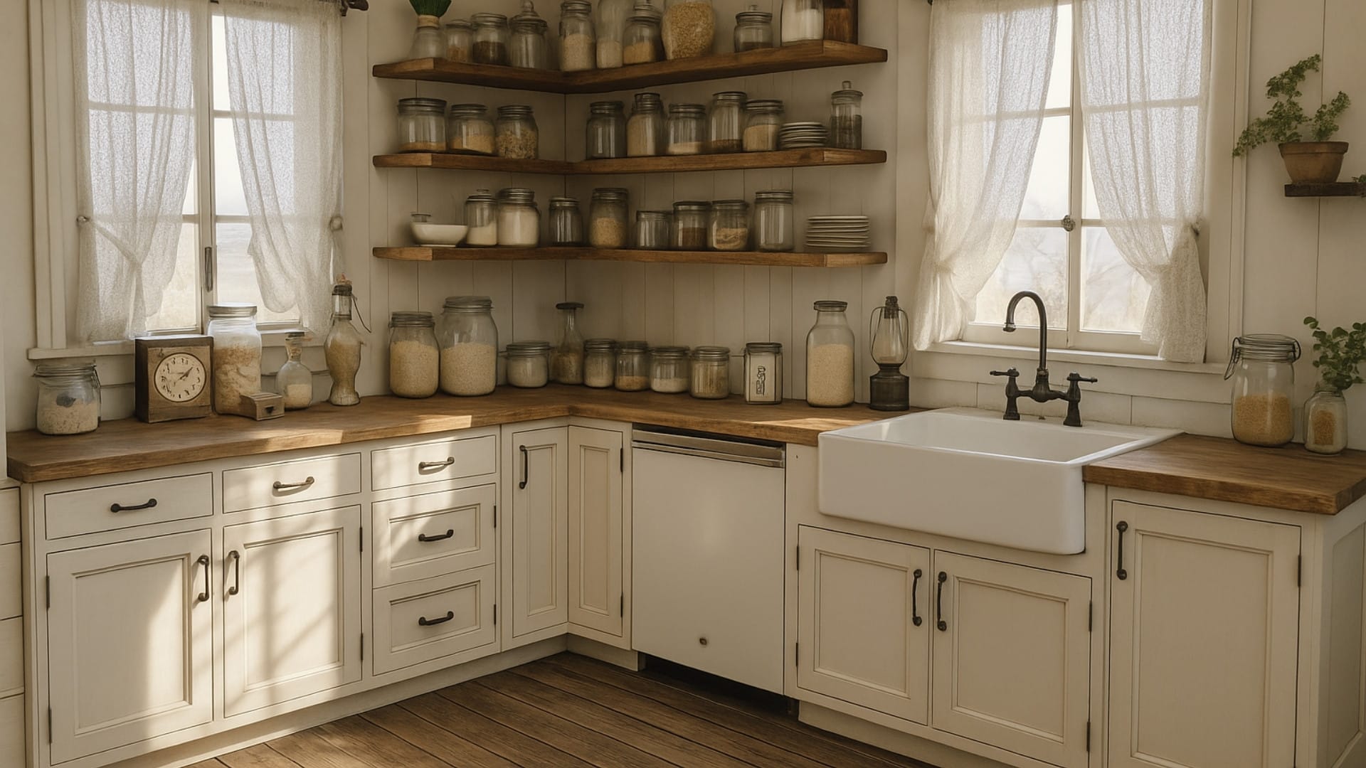 country style l shape kitchen