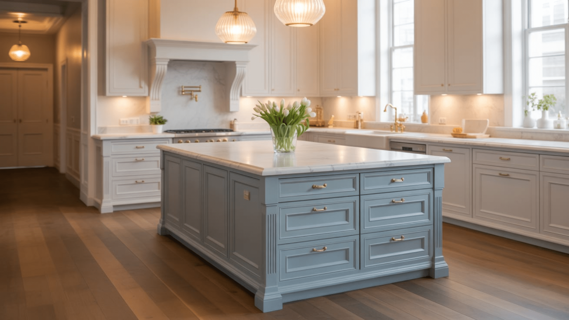 eggshell with dusty blue