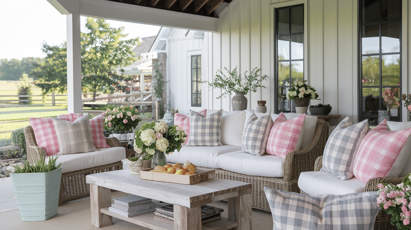 gingham or plaid cushions