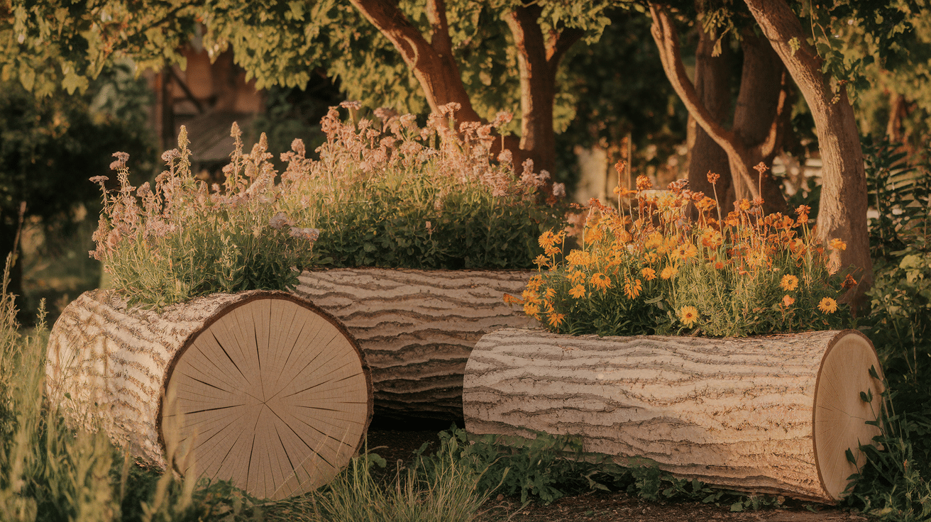 in a sun drenched rustic garden large