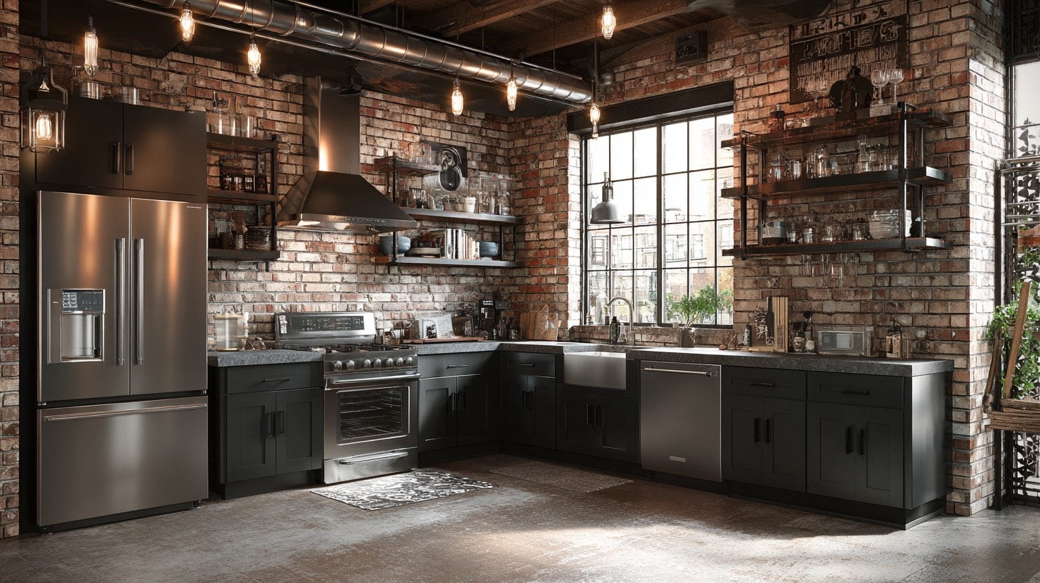 industrial style l shape kitchen
