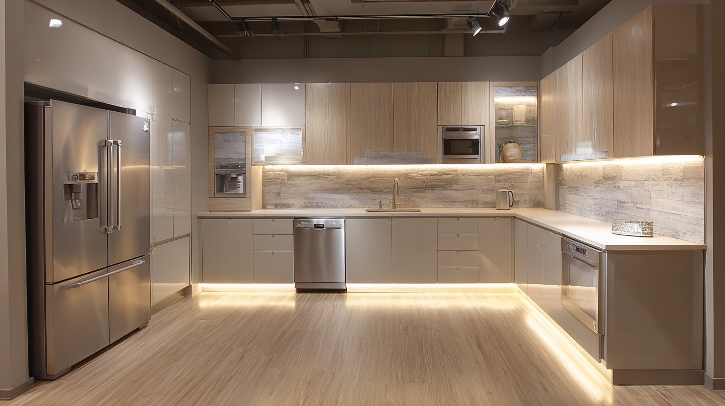 l shape kitchen hidden appliances