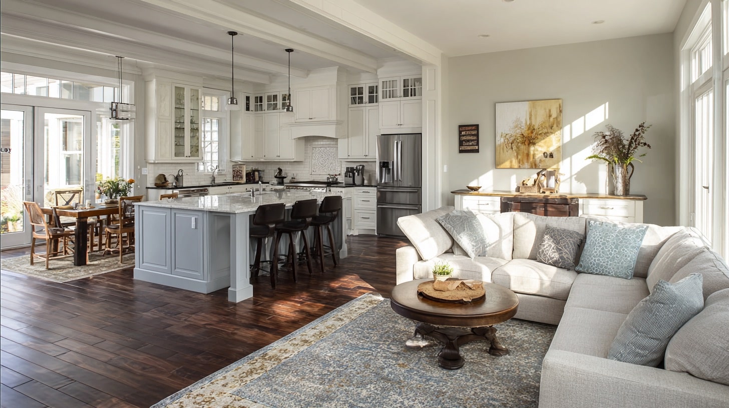 l shape open floor plan