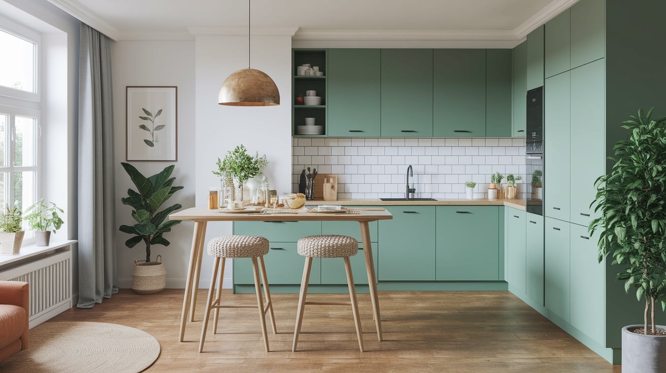 l shaped kitchen integrated dining table