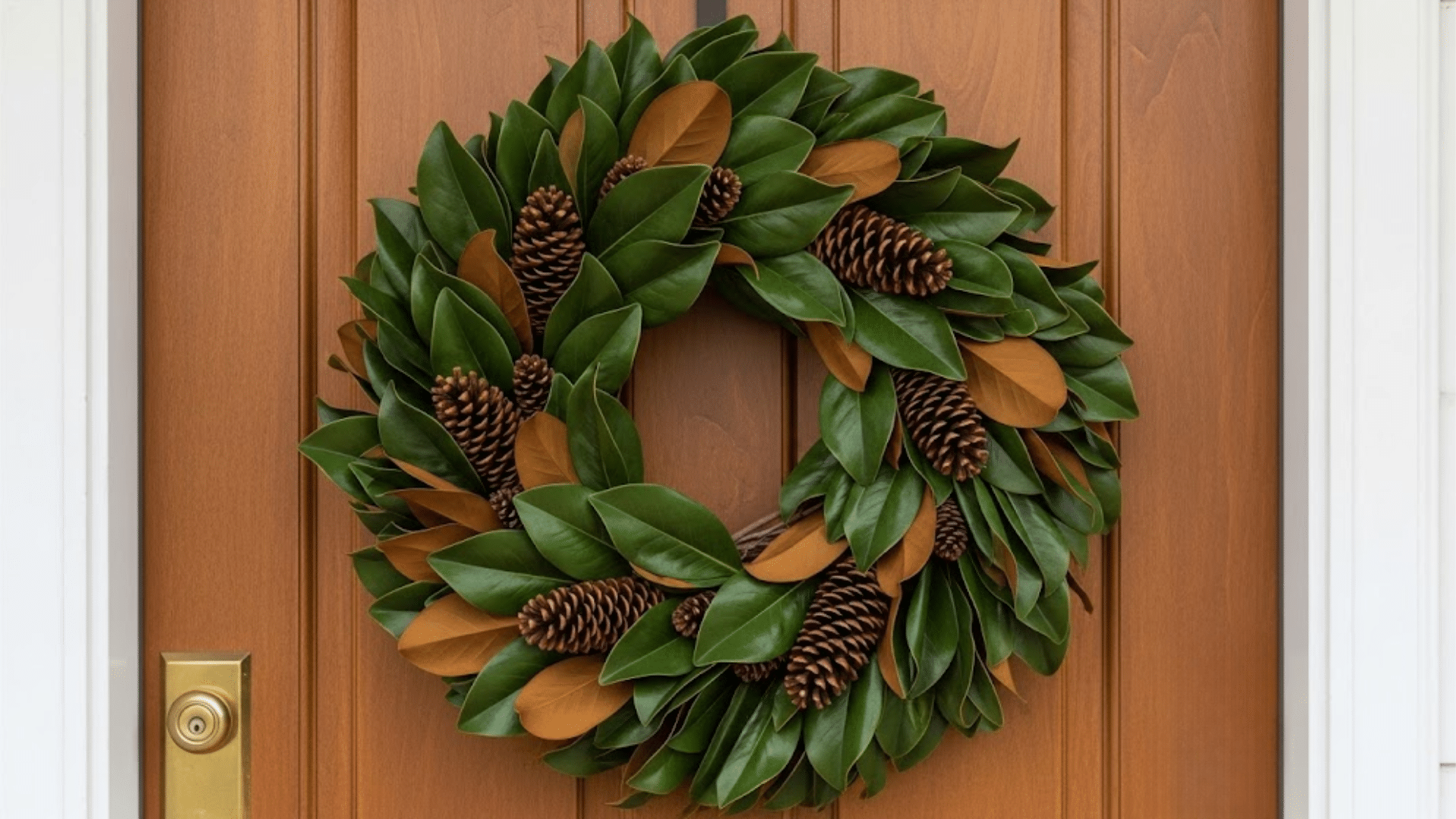 Magnolia Leaves and Pine Cones Wreath