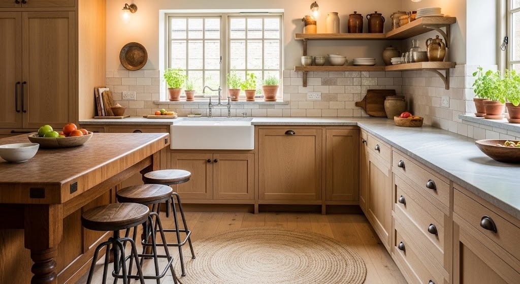 rustic l shaped kitchen