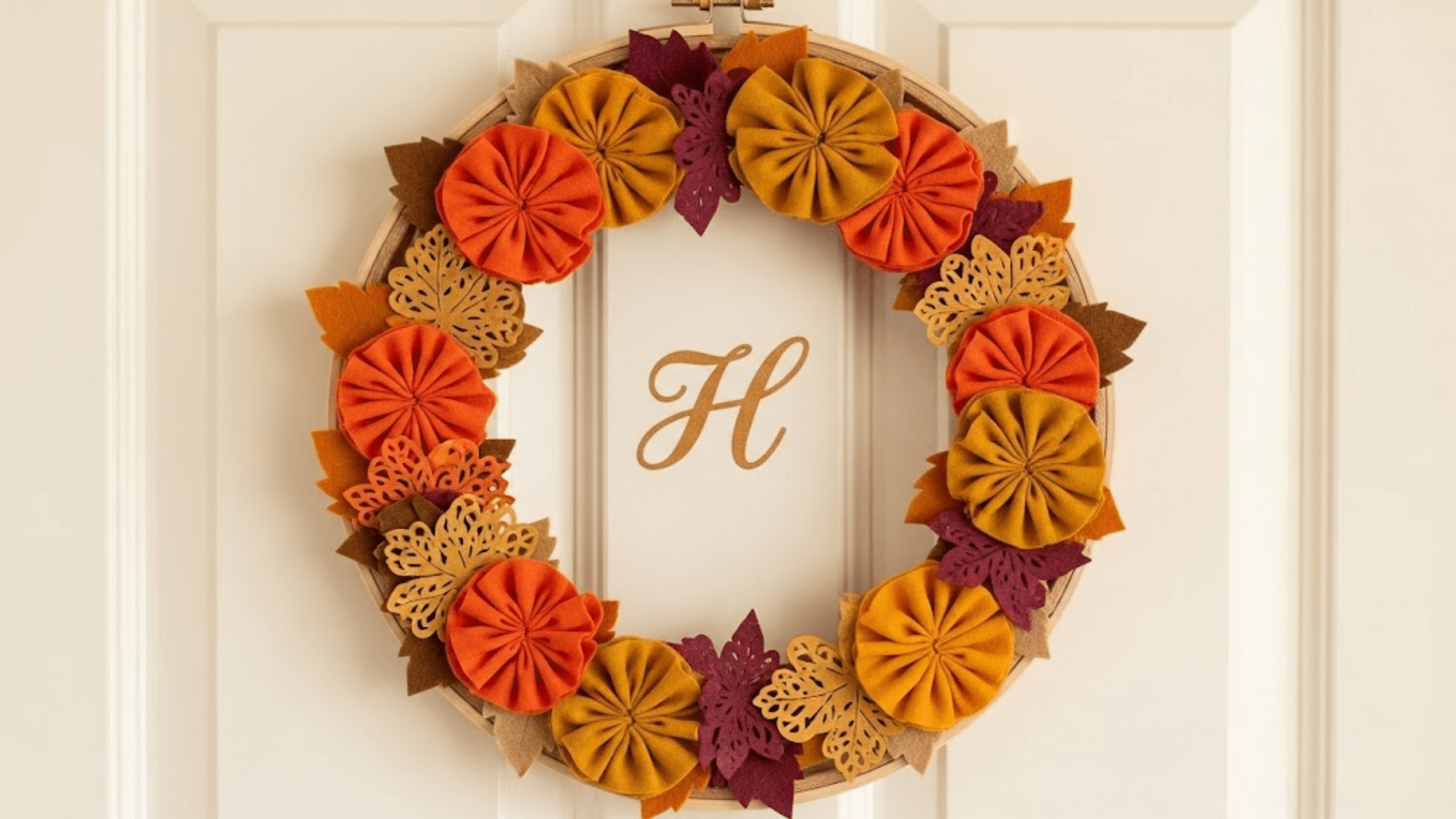 Embroidery Hoop Wreath with Fabric