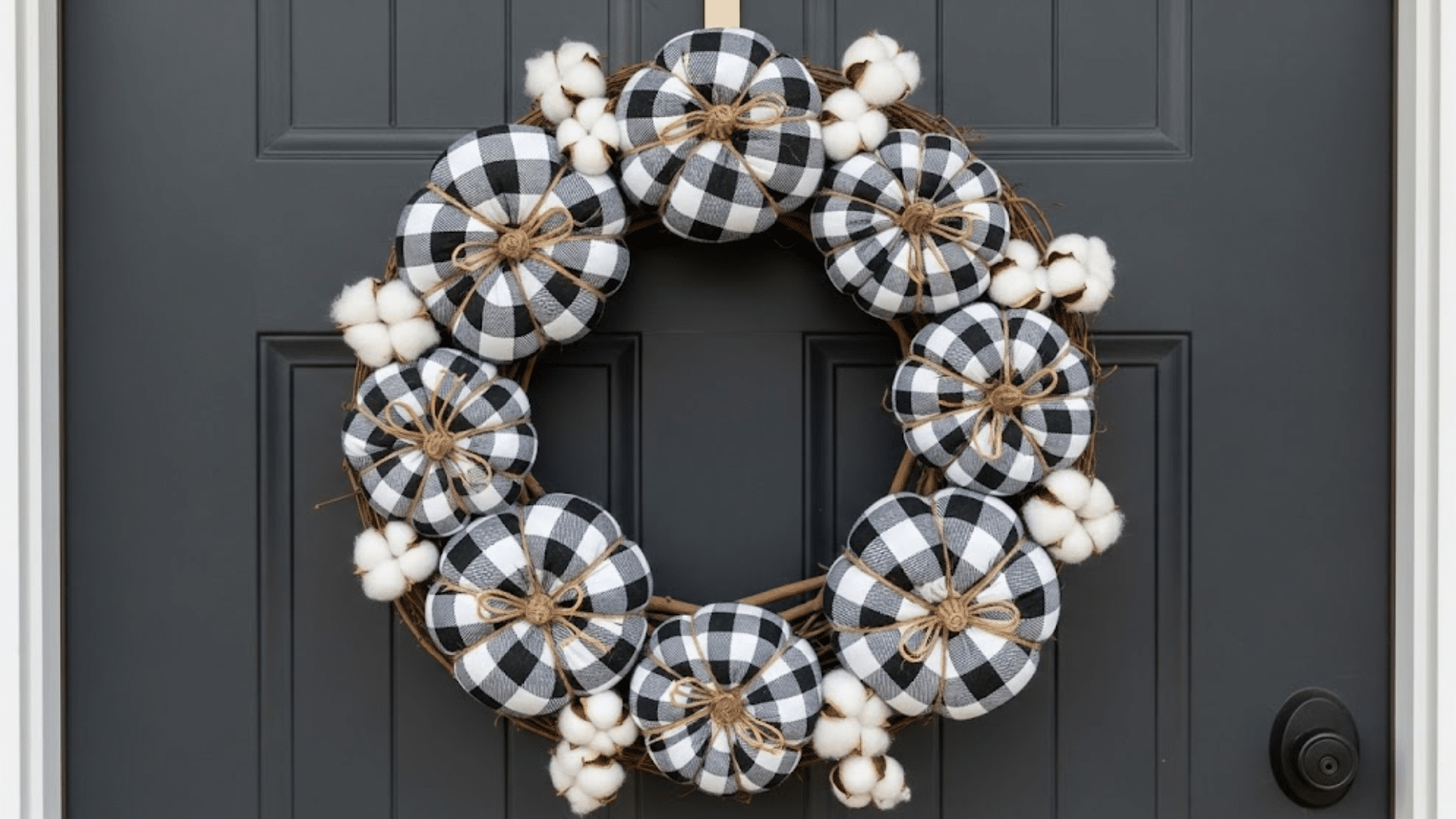 Plaid Fabric Pumpkin Wreath