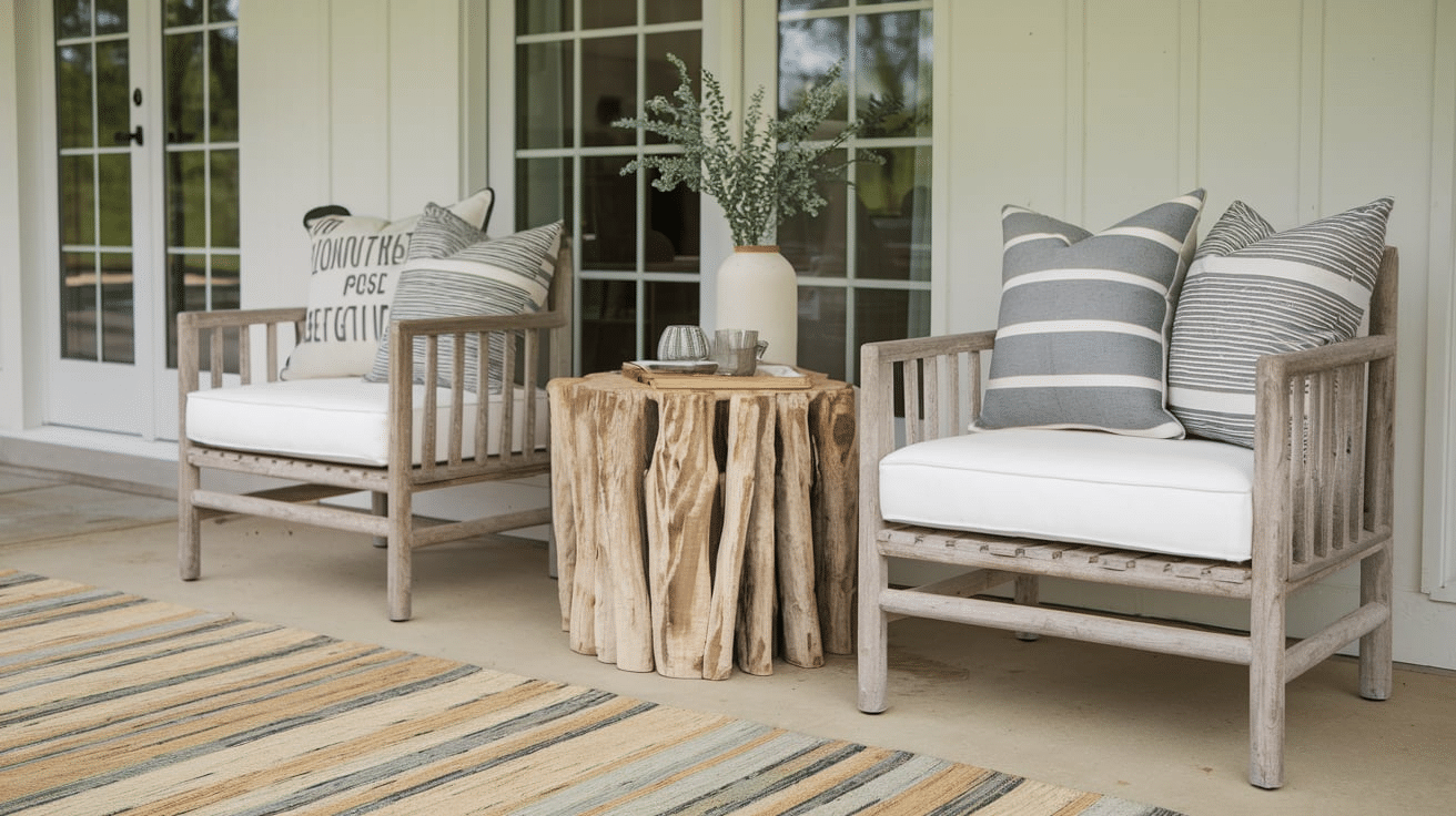 weathered wood side table